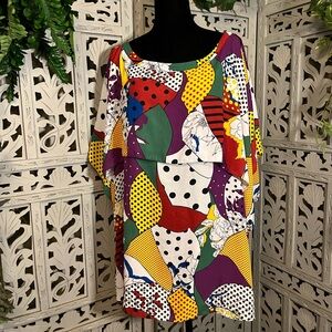 ASHLEY STEWART AWESOME USE OF MUTICOLORS & ABSTRACT PATTERNS PLUS SIZE TOP